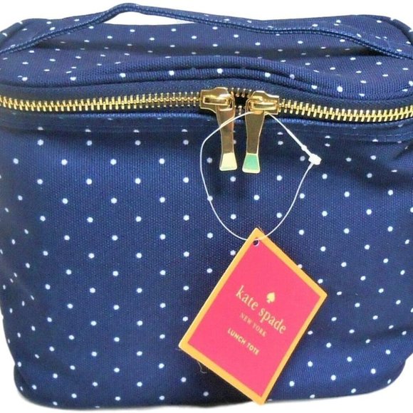 Kate Spade Larabee Dot Lunch Tote Carrier Navy - Picture 1 of 2